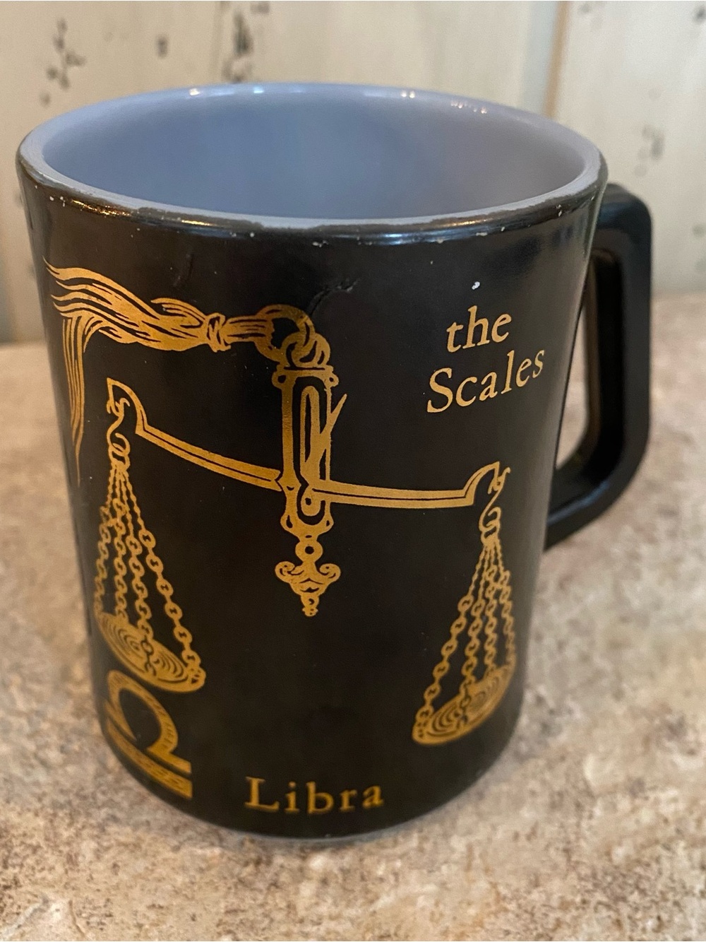 Vintage 1970s Federal Glass Libra Zodiac Mug